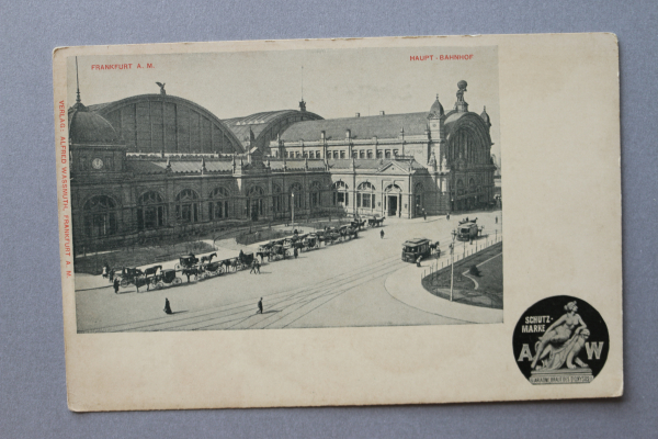Postcard PC Frankfurt Main 1900-1910 main station tram horse carriage street Town architecture Hessen